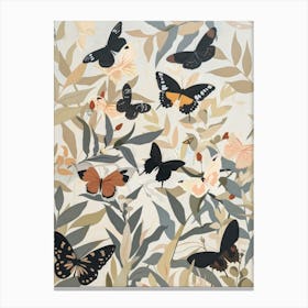 Butterflies Pastels Jungle Illustration 2 Canvas Print