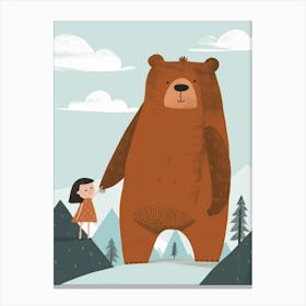 Bear And Girl 1 Canvas Print