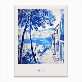 Split Croatia Mediterranean Blue Drawing Poster Canvas Print