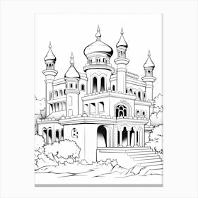 The Sultan S Palace (Aladdin) Fantasy Inspired Line Art 3 Canvas Print