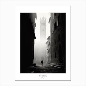 Poster Of Siena, Italy, Black And White Analogue Photography 1 Canvas Print