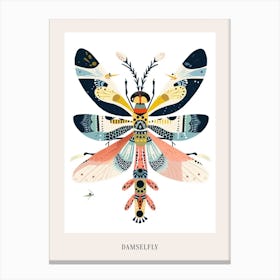 Colourful Insect Illustration Damselfly 8 Poster Canvas Print