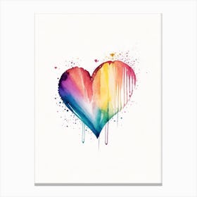 Rainbow Heart Symbol Minimal Watercolour Canvas Print