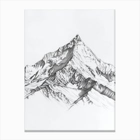 Annapurna Nepal Line Drawing 4 Canvas Print