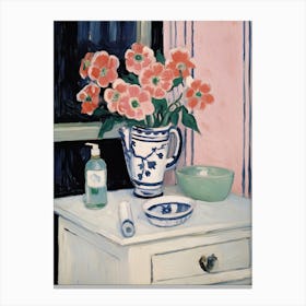 Bathroom Vanity Painting With A Anemone Bouquet 3 Canvas Print