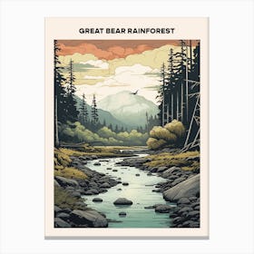 Great Bear Rainforest Midcentury Travel Poster Canvas Print