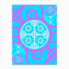 Geometric Glyph in White and Bubblegum Pink and Candy Blue n.0085 Canvas Print