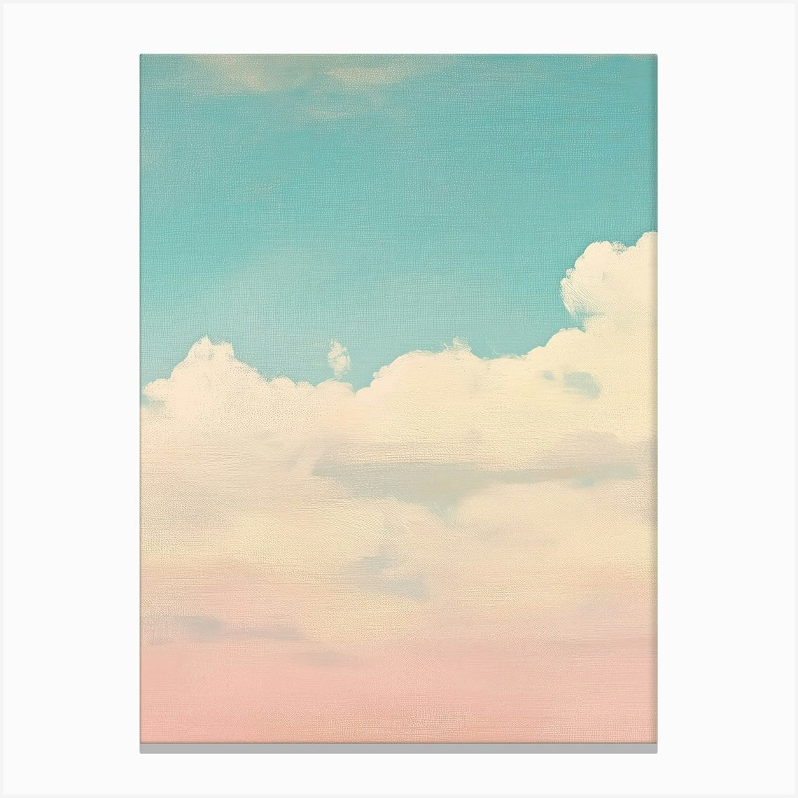 Cloud Wall Art Painting Pastel Pink Blue Sky Print Detail B Canvas Print by Mambo
