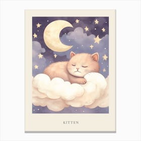 Sleeping Baby Kitten 3 Nursery Poster Canvas Print
