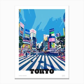 Shibuya Crossing Tokyo 2 Colourful Illustration Poster Canvas Print