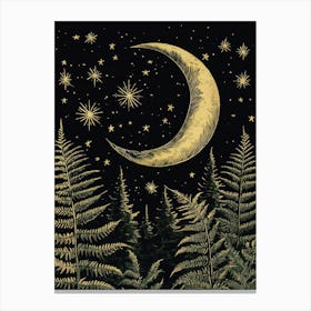 William Morris Moon Stars And Ferns Vintage  Canvas Print