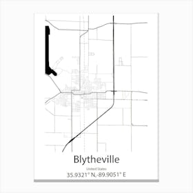 Blytheville,United States Minimalist Map Canvas Print