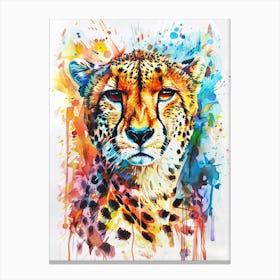 Cheetah Colourful Watercolour 1 Canvas Print