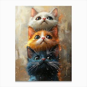 Cute Cats Stacked Together 15 Canvas Print