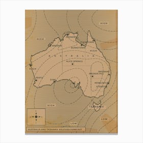 Vintage Australian Weather Map Canvas Print