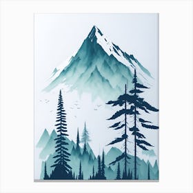 Mountain And Forest In Minimalist Watercolor Vertical Composition 373 Canvas Print