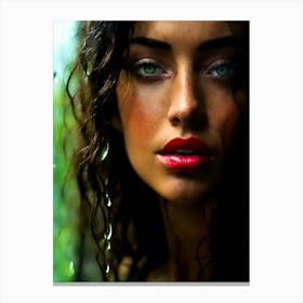 Beautiful Woman In Rain Canvas Print