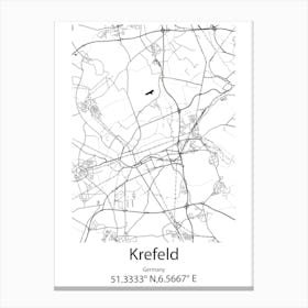 Krefeld,Germany Minimalist Map Canvas Print