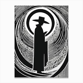 A Linocut illustration of A Mysterious figure. 120 Canvas Print