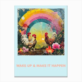 Wake Up & Make It Happen Rooster Collage Poster 1 Canvas Print