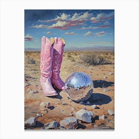 Cowboy Boots And Disco Ball Canvas Print