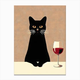 Black Cat With Wine Glass Toile