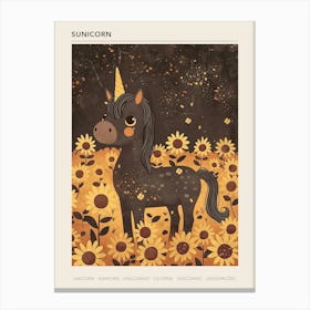 Unicorn In A Sunflower Field Muted Pastels 1 Poster Canvas Print