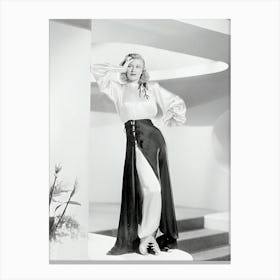 Ginger Rogers Posing In Pajamas Canvas Print