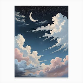 Crescent Moon And Clouds no1 Lienzo