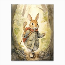 Bunny Hicking Rabbit Prints Watercolour 2 Canvas Print
