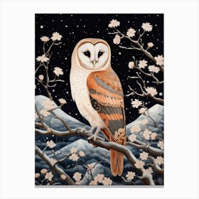 Winter Bird Painting Barn Owl 4 Canvas Print