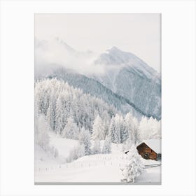 Snowy Mountain Cabin Canvas Print