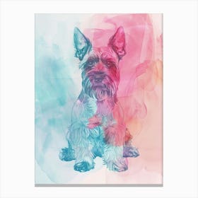 Pastel Miniature Schnauzer Dog Watercolour Line Illustration 3 Canvas Print