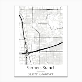 Farmers Branch,United States Minimalist Map 1 Canvas Print