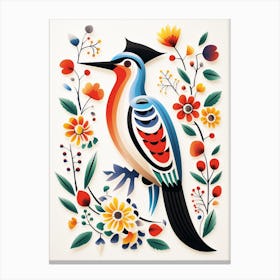 Scandinavian Bird Illustration Woodpecker 2 Canvas Print
