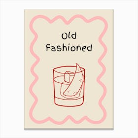 Old Fashioned Doodle Poster Pink & Red Canvas Print