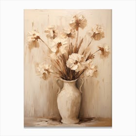 Carnation, Autumn Fall Flowers Sitting In A White Vase, Farmhouse Style 2 Canvas Print