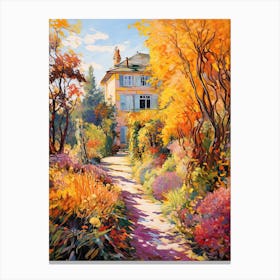 Claude Monets Garden, France In Autumn Fall Illustration 1 Canvas Print