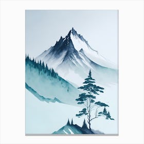 Mountain And Forest In Minimalist Watercolor Vertical Composition 194 Canvas Print