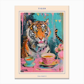 Kitsch Tiger Tea Party 1 Poster Canvas Print