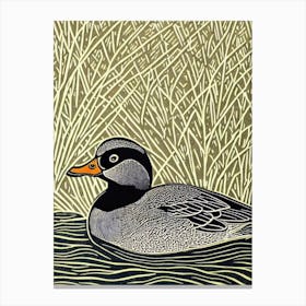 Mallard Duck 2 Linocut Bird Canvas Print