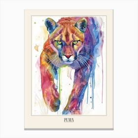 Puma Colourful Watercolour 3 Poster Canvas Print