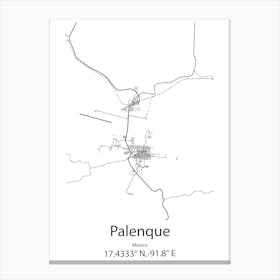 Palenque,Mexico Minimalist Map Canvas Print