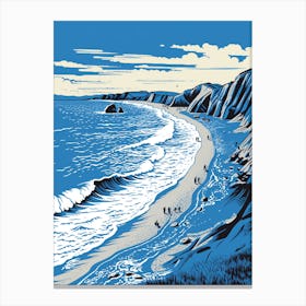 A Screen Print Of Durdle Door Beach Dorset 1 Canvas Print