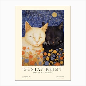 Gustav Klimt Flower 2 Sleeping Cats Canvas Print
