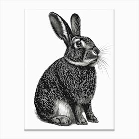 Cinnamon Blockprint Rabbit Illustration 5 Canvas Print