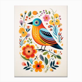Scandinavian Bird Illustration European Robin 1 Canvas Print