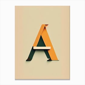 A  Letter, Alphabet Retro Minimal 1 Canvas Print