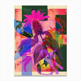 Bee Balm 1 Neon Flower Collage Canvas Print