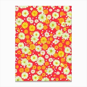 Daisy Floral Print Warm Tones2 Flower Canvas Print